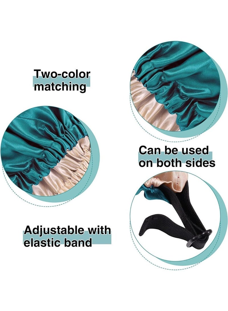 ChicAbode كاب النوم مزدوج الجانب الساتين - كاب قابل للتعديل مع الفرقة المرنة ، كاب الشعر الماء مزدوج الطبقة الحريرية للنساء البنات ، 2 جهاز كمبيوتر شخصي - Image 4